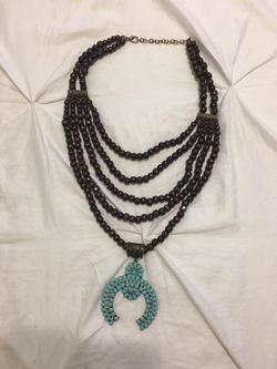 Wood and turquoise necklace