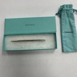 TIFFANY & CO BALLPOINT SILVER PEN WITH BOX AND POUCH INCLUDED