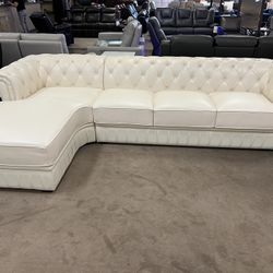 White Genuine Leather Sectional. Dropped Down From $8,900 To $4000
