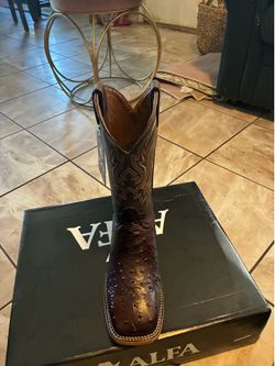 Genuine ostrich belly - Fs print leather  brown boots