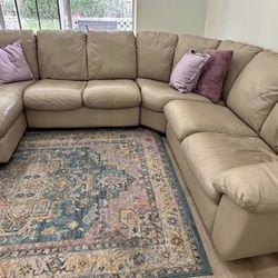 Beige Leather Sectional Couch – Price Including Delivery 