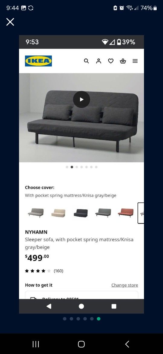 Ikea Nyhamn Futon Couch