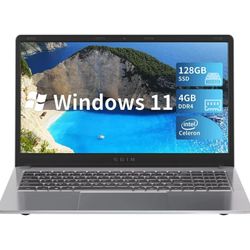 SGIN 15.6inch Laptop 4GB DDR4 128GB SSD Windows 11 with 4 Core Intel Celeron, Full HD 1920x1080