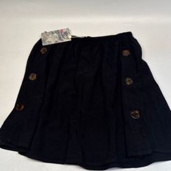 Women’s Tie Front Linen Skirt Small Onyx