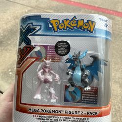 Rare- Pokemon XY Mega Pokemon Figure TOMY 2 - Pack Mega Mewtwo X and Mega Charizard X
