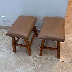2 Small Faux Leather Stools 