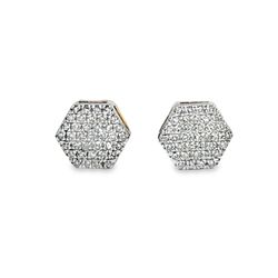 10k Yellow Gold Diamond Hexagon Stud Earrings 0.17 ctw