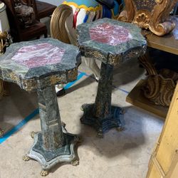 Antique Marble And Ormolu Pedestals 