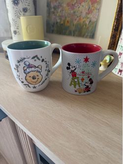 Disney Christmas Mugs - Winnie the Pooh & Mickey Mouse