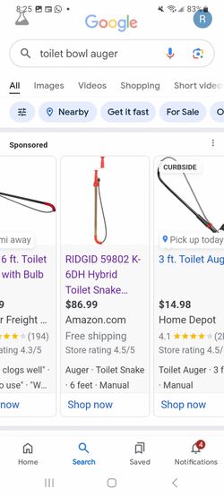 Toilet Auger New, $29