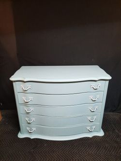 Refurbished  Light Blue French Chest Of Drawers 