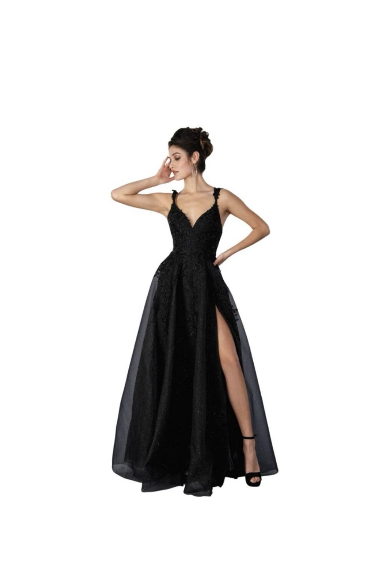 Stella Couture Black Sparkle Tulle Ball Gown