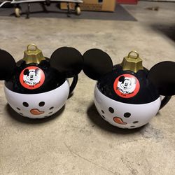 Disney Mickey Mouse snowman cups used set