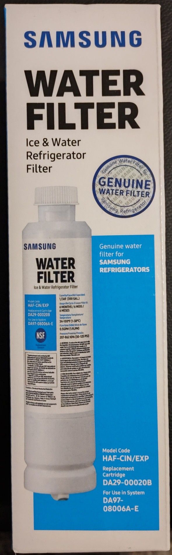 Water filter for Samsung fridge