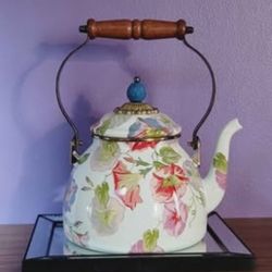 NEW MacKenzie Childs Enamel Retired Morning Glory 2qt Teapot
