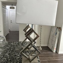 2 Silver Lamps & 3 Piece Coffee Table Set