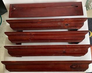 Set of 5 Dark Wood Decorative Shelves