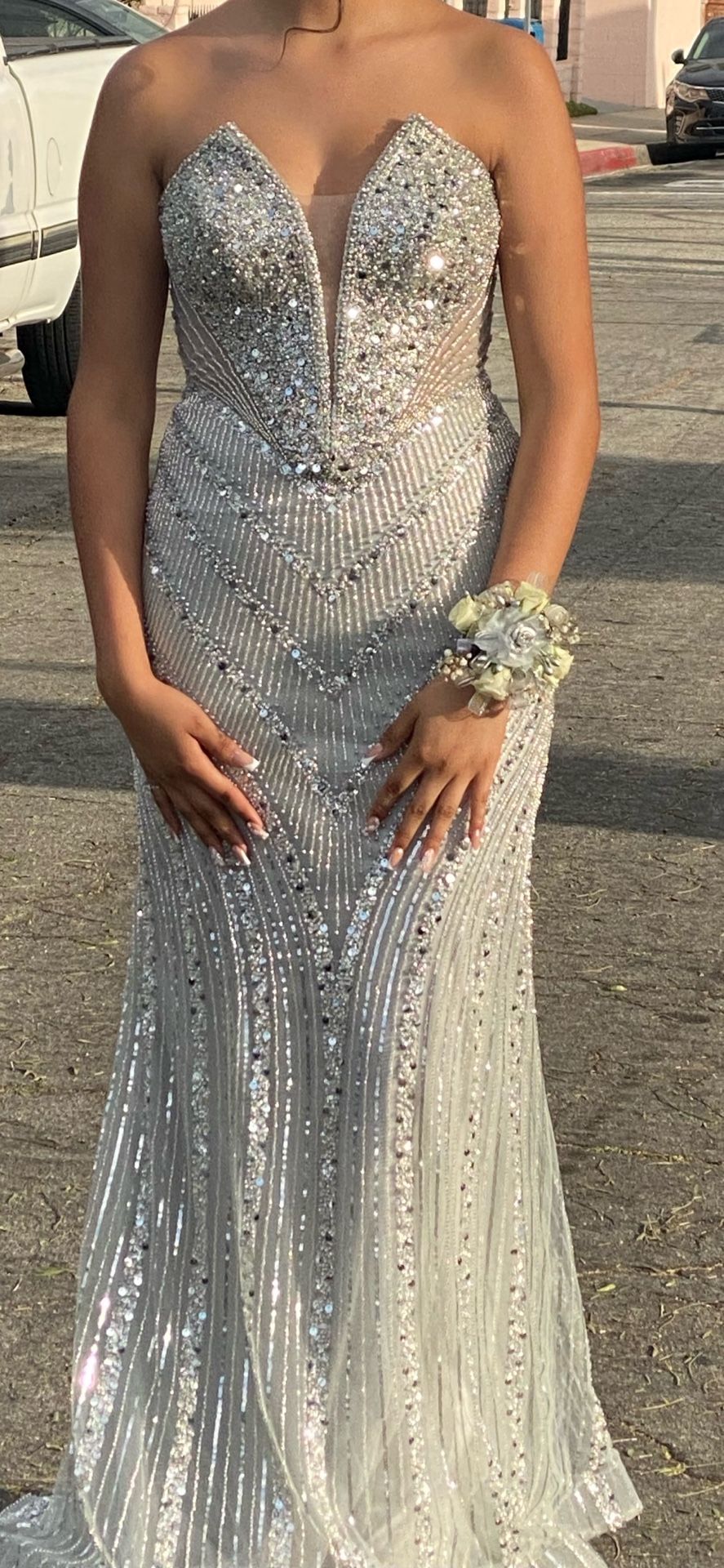 Prom Dress Silver/ Grey