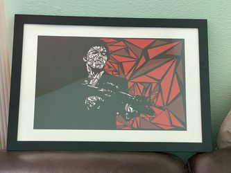 Framed Scarface Art- Cristian Mielu "Tony Montana" 26" × 18"