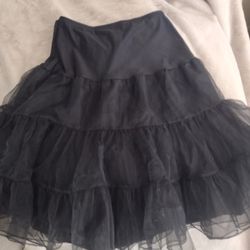 Black Tulle Skirt Layered 23" Long 