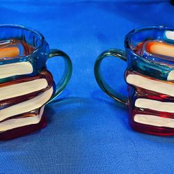 Beautiful Glass 3D Stained Glass Mugs With The Look Of Stacked Vintage Books