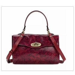 PATRICIA NASH Alexandria Top Handle Leather Satchel/handbag/purse/roses/nwt