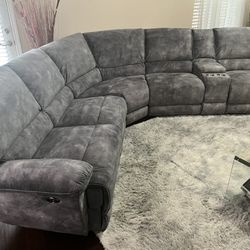 Gray U-Shape Reclining Large Sofa