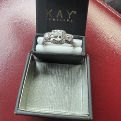 THE LEO Legacy Lab-Grown Diamond Princess & Round-Cut Three-Stone Engagement Ring 1 ct tw 14K White Gold