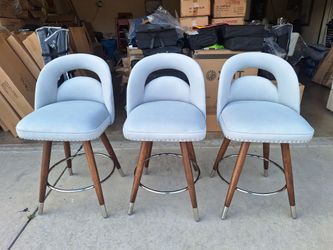Gray Swiveling Velvet Chairs-New-$35 Each- Set of 3