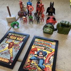 Avengers/ Marvel Action Figure, Clock, Masks, Poster Set