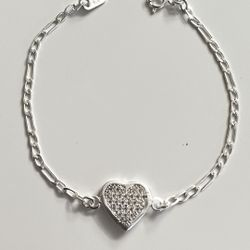 925 Silver Heart CZ Bracelet