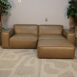 Castlery Jonathan Genuine Leather Sofa With Ottoman