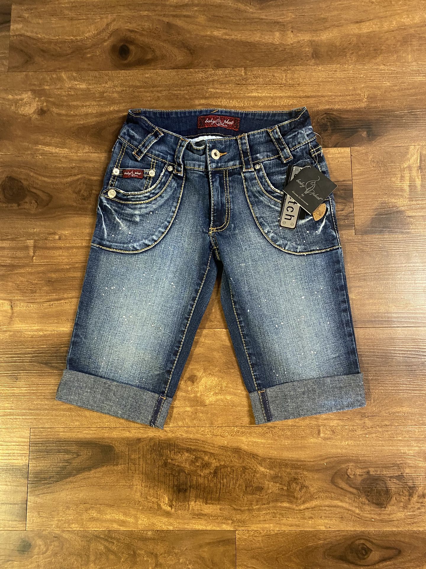 Brand new Womans Baby Phat brand blue denim shorts up for sale