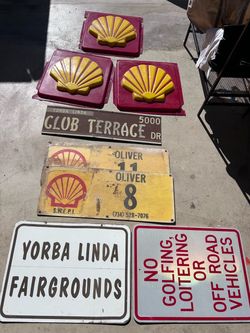 Collection of old gas and oil street sign vintage
