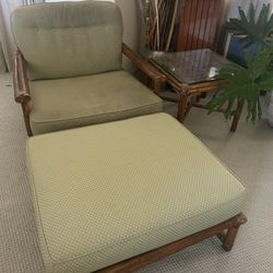 Mid Century McGuire 3 Piece Set:  Chair, Ottoman And Side Table $375