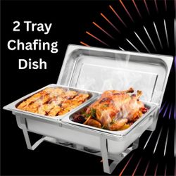 2 Tray Chafing Dish Buffet – Stainless Steel, 10 Quart