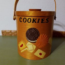 50's Era Wood Cookie Canister