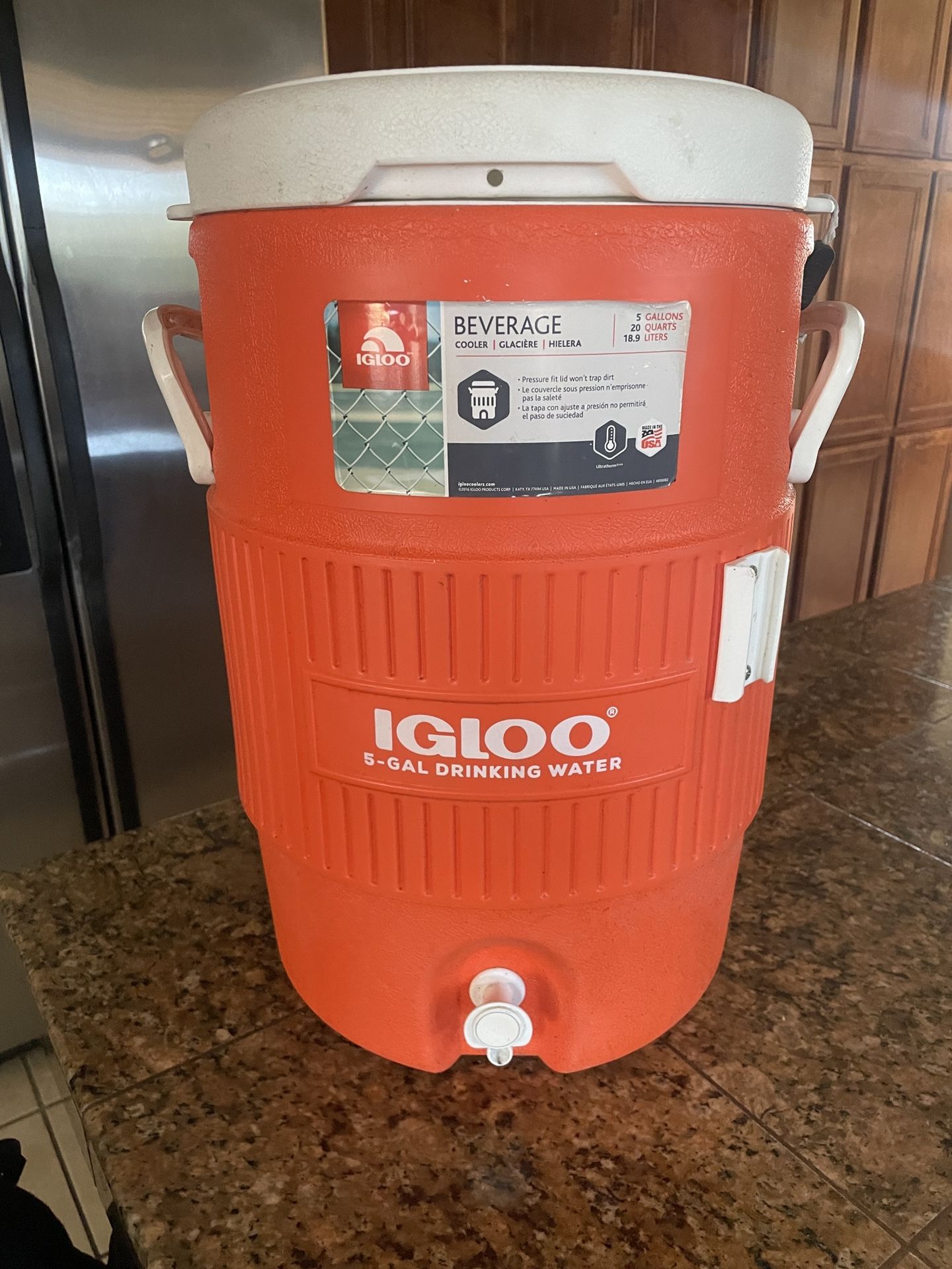 Igloo Orange 5 Gallon Water Cooler W/side Cup Slot
