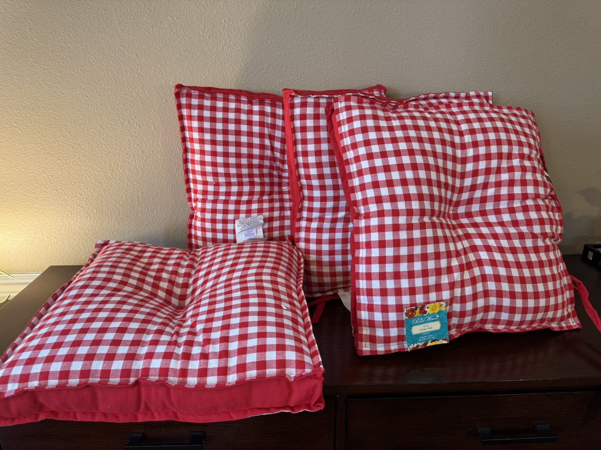 Chair Pads - Gingham Red & White