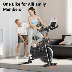 Exercise Bike, Brake Pad Stationary Bike for Home with Exclusive App, Stationary Bikes for Home with 300 lb Weight, Indoor Cycling Spin Bike Workout B