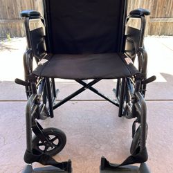  WHEELCHAIR WITH FULL LENGTH PERMANENT ARMS AND SWING LEG REST 18”