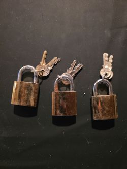 3 locks sold as set of 3 medium size good for gate lock or electrical panel etc