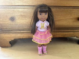 American Girl WellieWishers 14.5-inch Ashlyn Doll with Pink Leotard, Glitter Skirt, Headband, and Boots - Like New!
