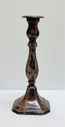 Aged Metal Classic Candlestick Holder 10-Inch | Vintage