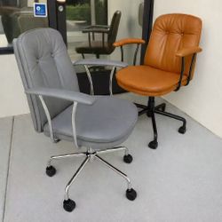 New In Box $50 Each Mid Century Modern Style PU Leather Office Computer Desk Chair Brown Gray White Or Black Color 
