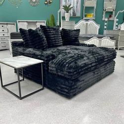 New🪵19 Down Payment You Finance 🪵 Midnight Madness Oversized Chaise ▪️# Sofa # Loveseat # Couch # Living Room Set Options Available