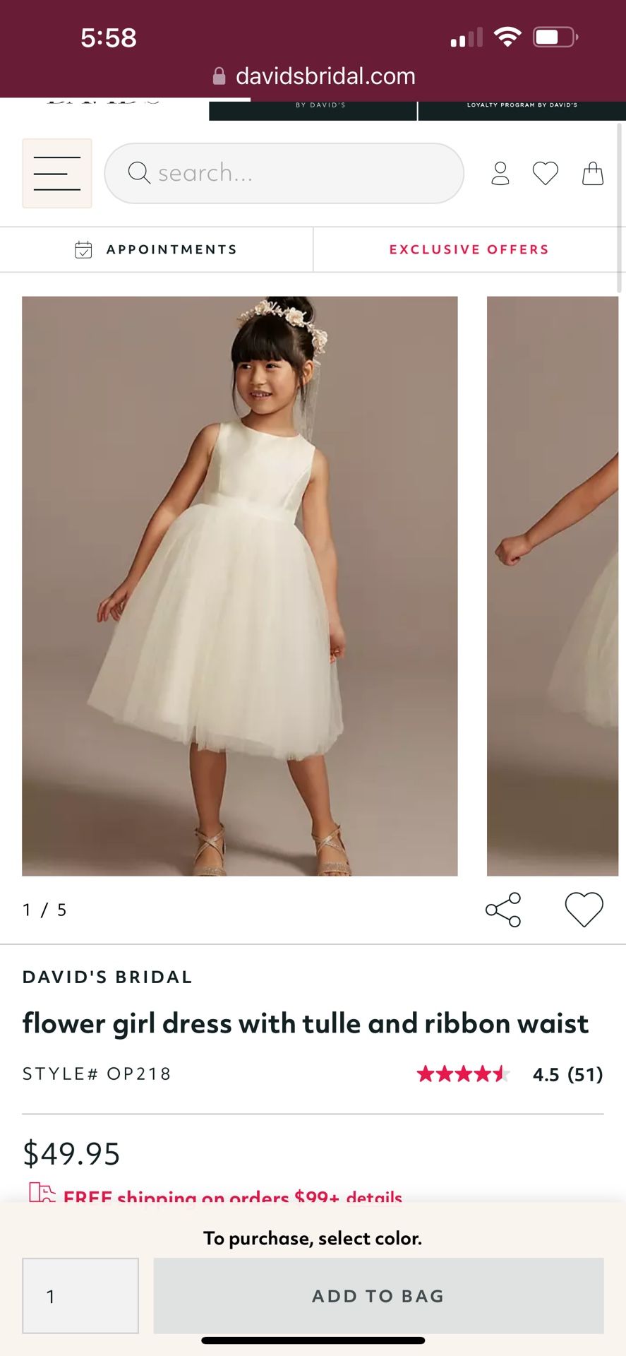 Flower Girl Dress – David’s Bridal