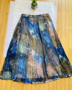 Cristina Women's Pleated Multi-Color Animal Print Skirt L/XL
