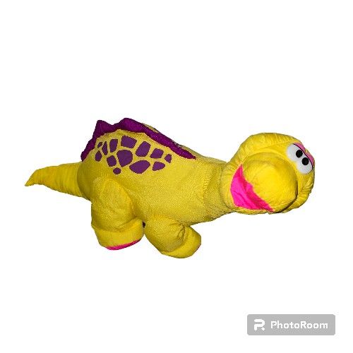 VTG 1992 Fisher Price Yellow Puffalump Roar Brontosaurus Dinosaur Plush Toy 16”