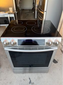 Samsung electric stove stainless steel sliding